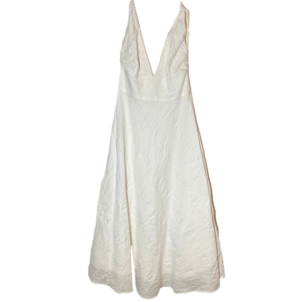 J.Crew Sun Dress 100% Cotton High Waist V-Neck Halter Top Cottage White 2